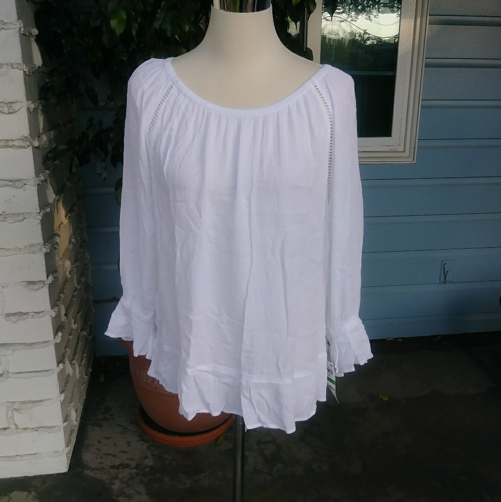INC white top on/off shoulder.   NWT